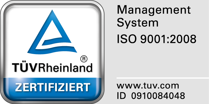 Tüv Rheinland zertifiziert - ISO 9001:2008 - ID 0910084048